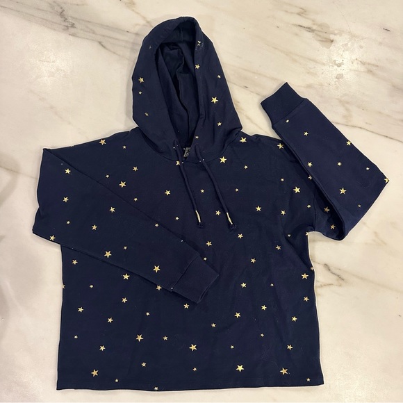 ALYA new with tags women’s size large navy and gold star cropped hoodie - Picture 3 of 7
